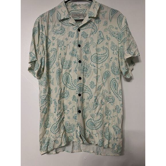 Maison Article Paisley Button Up Bandana Blue Mens Size Medium - Picture 1 of 7